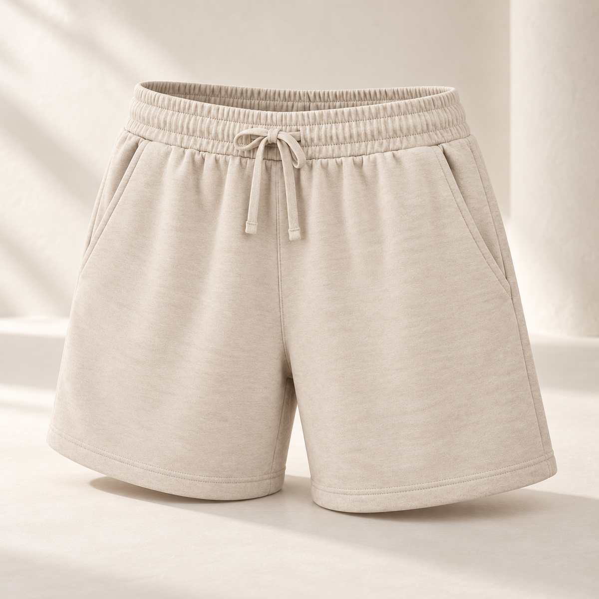Headays Oatmeal Beige Soft Lounge Shorts with Drawstring Waistband