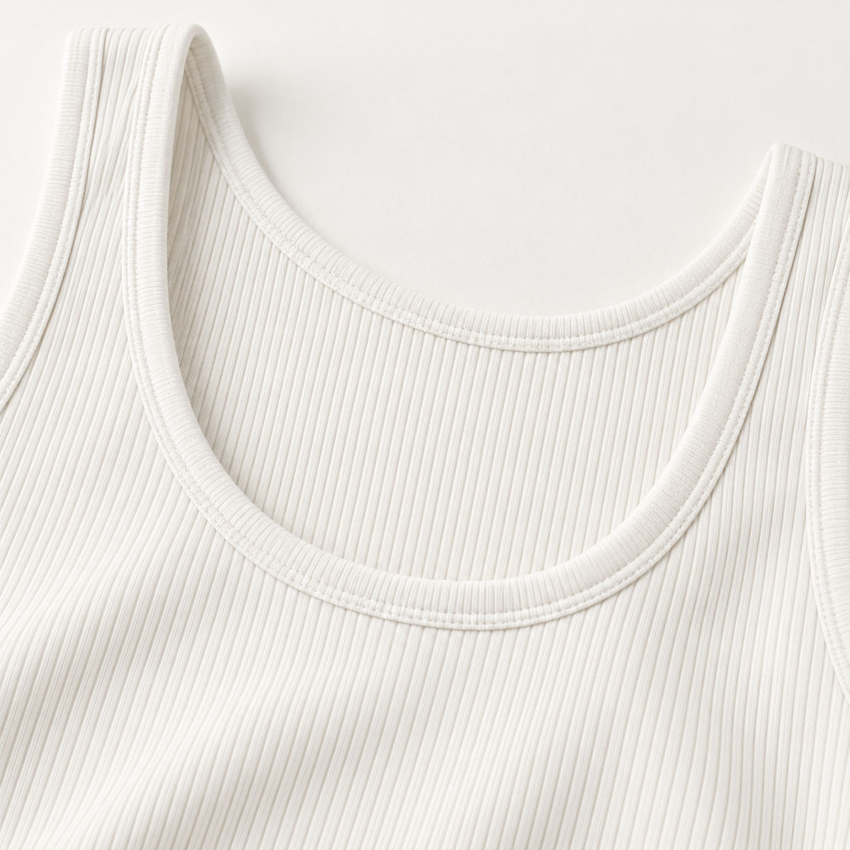 Headays Ivory White Ribbed Sleeveless Lounge Tank Top with Scoop Neckline