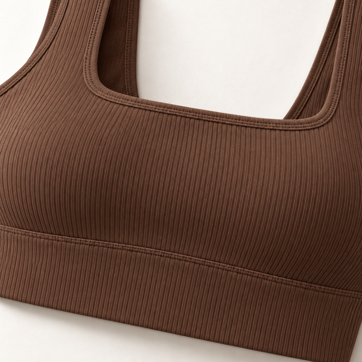 Headays Cocoa Brown Ribbed Longline Comfort Bralette with Square Neckline