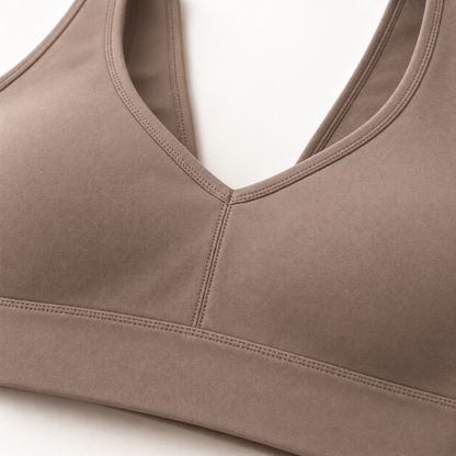 Headays Warm Taupe V-Neck Comfort Bralette with Wide Shoulder Straps