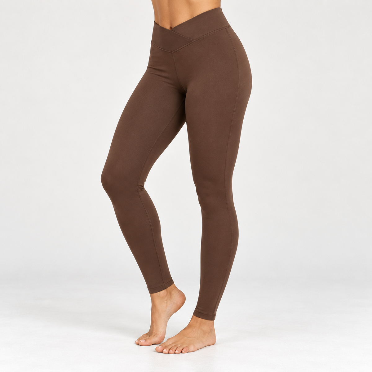 Headays Cocoa Brown High-Waist Lounge Leggings with Cross Waistband