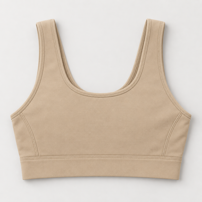 Headays Sand Beige Scoop-Neck Comfort Bralette with Wide Shoulder Straps