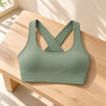 Headays Sage Green Crossback Comfort Bralette with Wide Shoulder Straps