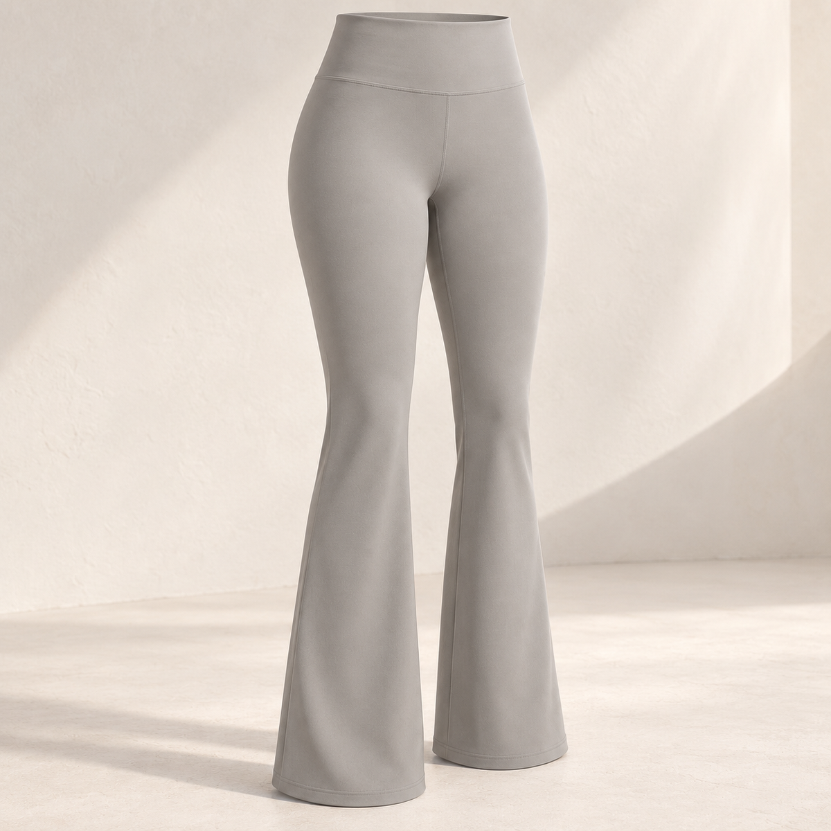 Headays Warm Stone Gray High-Waist Flare Lounge Pants with Smooth Waistband