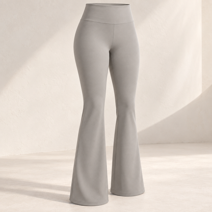 Headays Warm Stone Gray High-Waist Flare Lounge Pants with Smooth Waistband