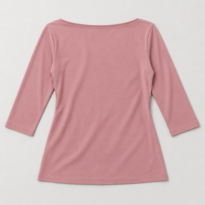 Headays Dusty Pink Three-Quarter Sleeve Lounge Top with Boat Neckline