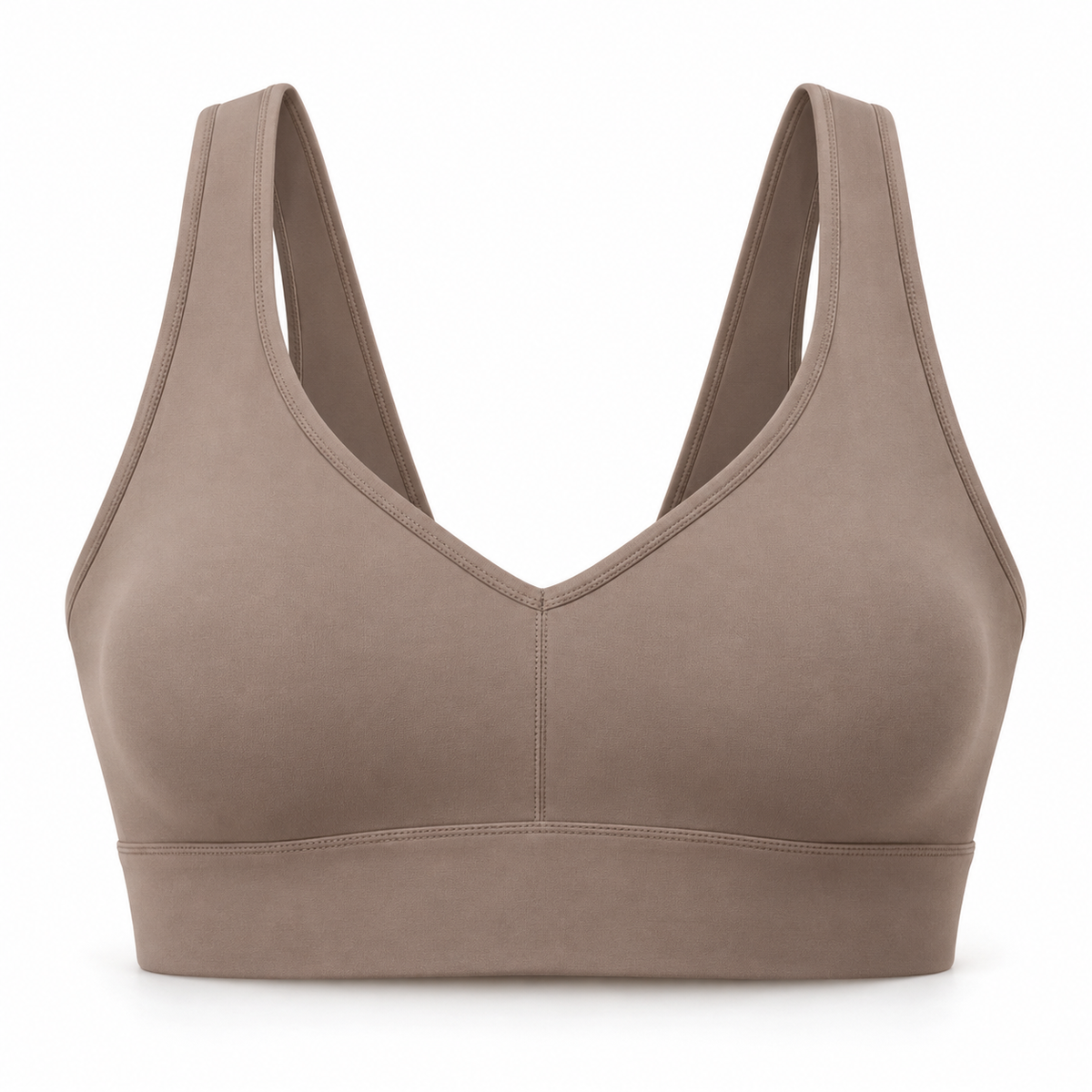 Headays Warm Taupe V-Neck Comfort Bralette with Wide Shoulder Straps