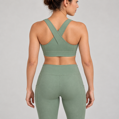 Headays Sage Green Crossback Comfort Bralette with Wide Shoulder Straps