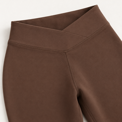 Headays Cocoa Brown High-Waist Lounge Leggings with Cross Waistband