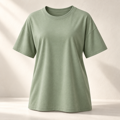 Headays Sage Green Relaxed Short-Sleeve Lounge Top with Crew Neckline