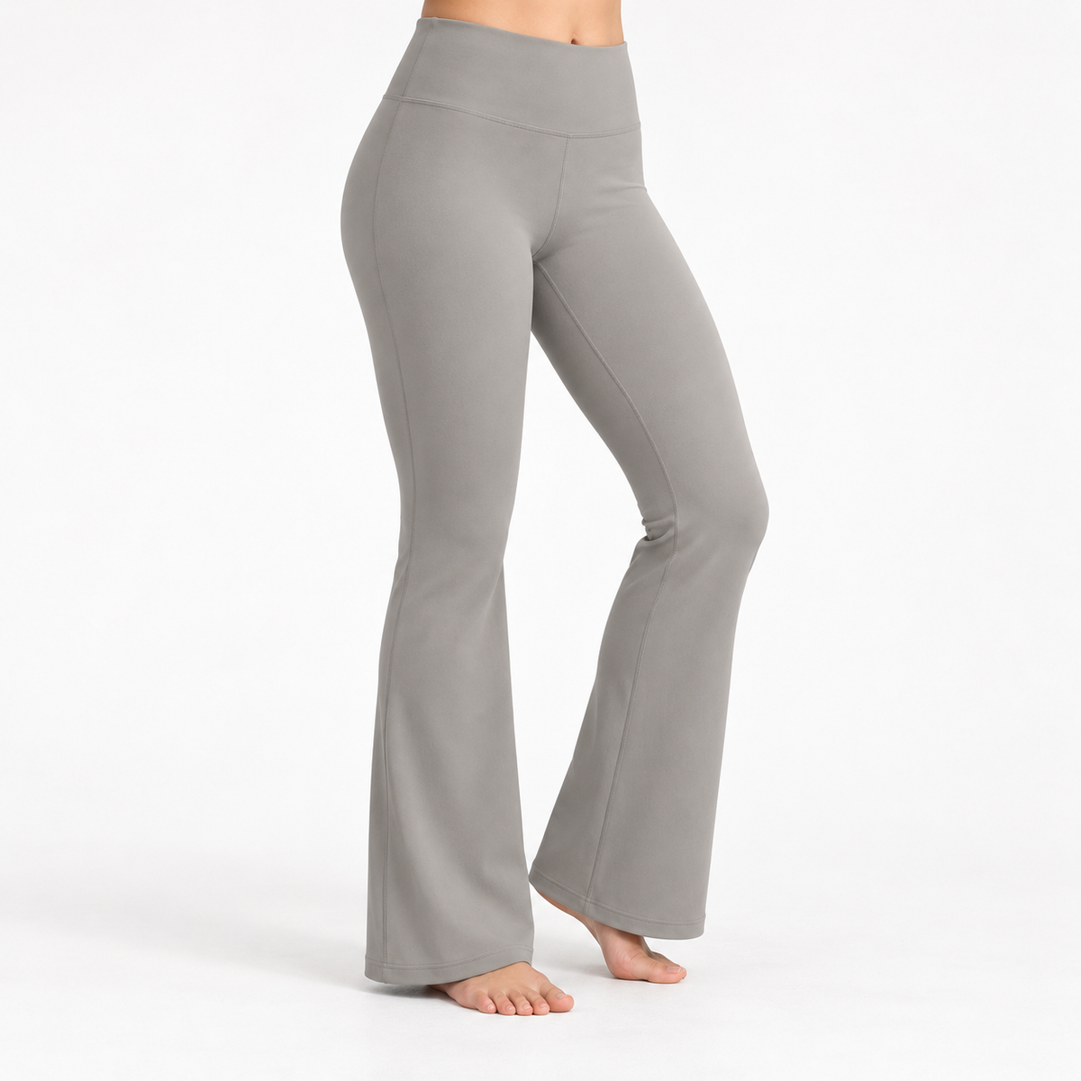 Headays Warm Stone Gray High-Waist Flare Lounge Pants with Smooth Waistband
