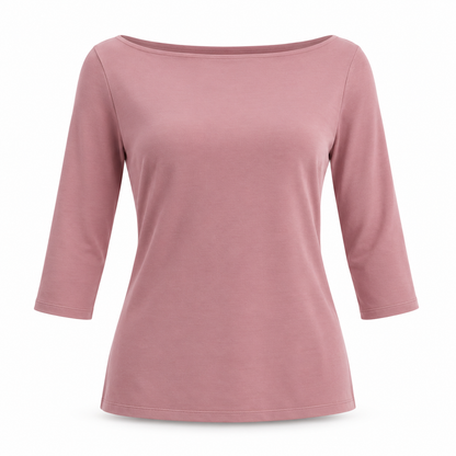 Headays Dusty Pink Three-Quarter Sleeve Lounge Top with Boat Neckline