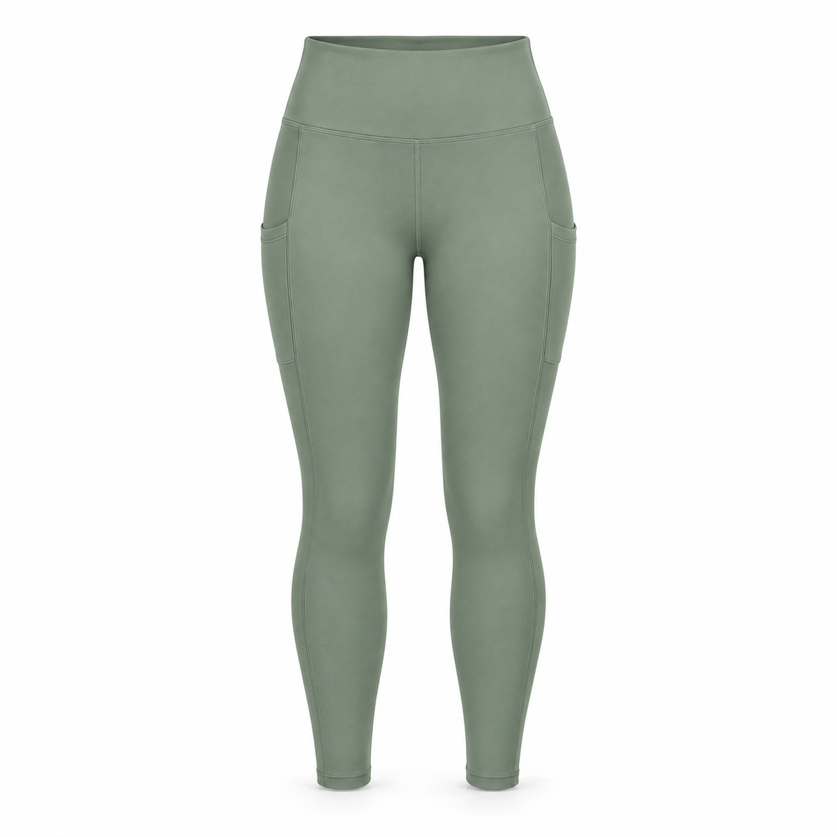 Headays Sage Green High-Waist Cropped Lounge Leggings with Side Pocket Detail