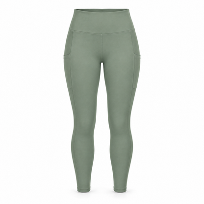 Headays Sage Green High-Waist Cropped Lounge Leggings with Side Pocket Detail