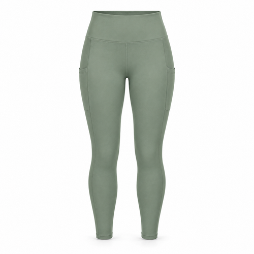 Headays Sage Green High-Waist Cropped Lounge Leggings with Side Pocket Detail