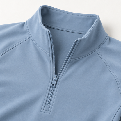 Headays Misty Blue Long-Sleeve Quarter-Zip Lounge Top with Mock Neckline