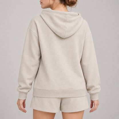 Headays Oatmeal Beige Hooded Lounge Sweatshirt with Matching Short Set Look