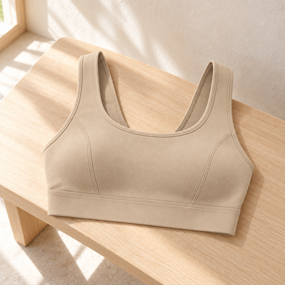 Headays Sand Beige Scoop-Neck Comfort Bralette with Wide Shoulder Straps