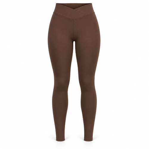 Headays Cocoa Brown High-Waist Lounge Leggings with Cross Waistband