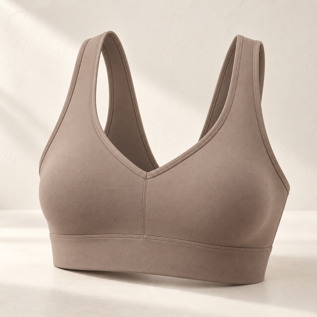 Headays Warm Taupe V-Neck Comfort Bralette with Wide Shoulder Straps