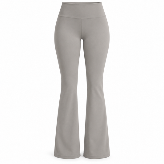 Headays Warm Stone Gray High-Waist Flare Lounge Pants with Smooth Waistband