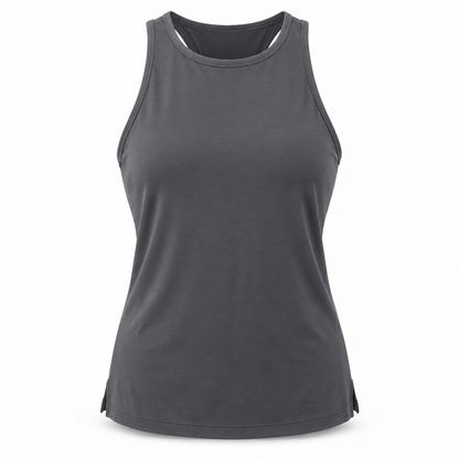 Headays Charcoal Gray Sleeveless Lounge Tank Top with High Crew Neckline