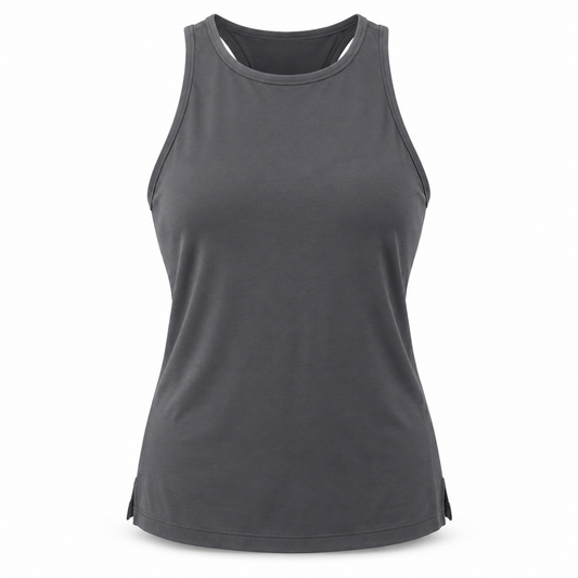 Headays Charcoal Gray Sleeveless Lounge Tank Top with High Crew Neckline