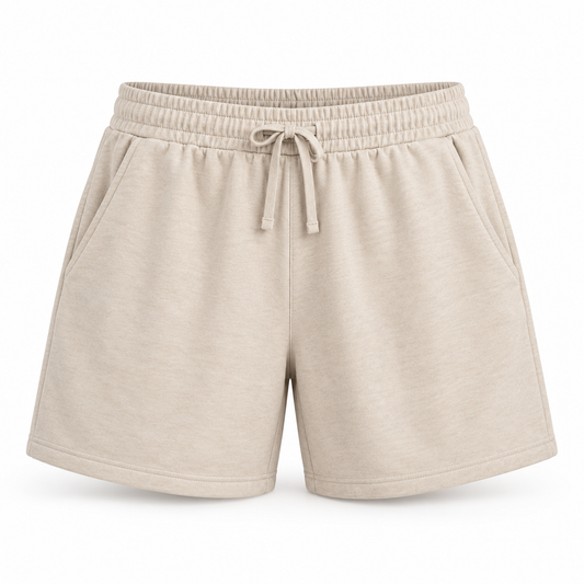 Headays Oatmeal Beige Soft Lounge Shorts with Drawstring Waistband