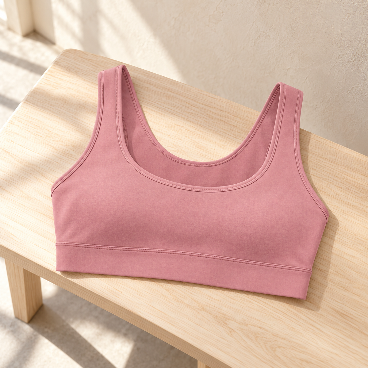 Headays Dusty Pink Scoop-Neck Comfort Bralette with Wide Shoulder Straps