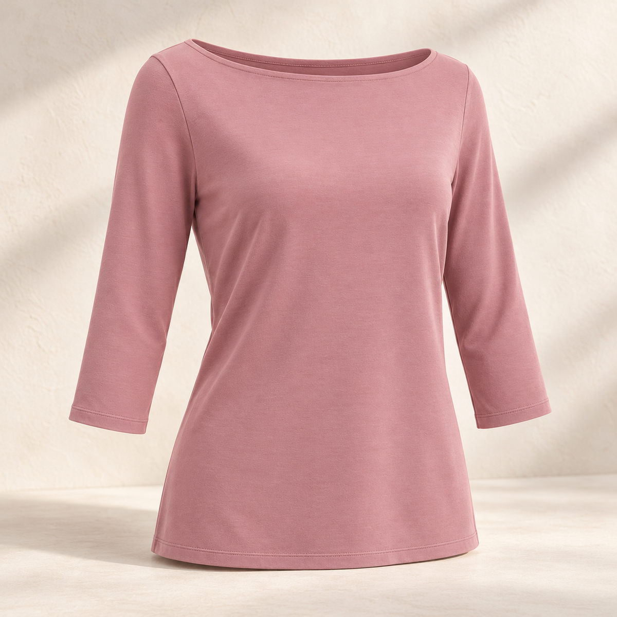 Headays Dusty Pink Three-Quarter Sleeve Lounge Top with Boat Neckline